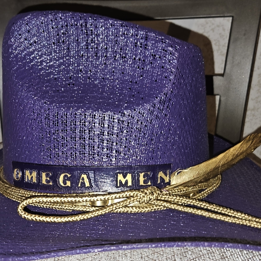 "The Purple Cowboy"Omega Men EditionPurple Men's Straw Cowboy hat with gold